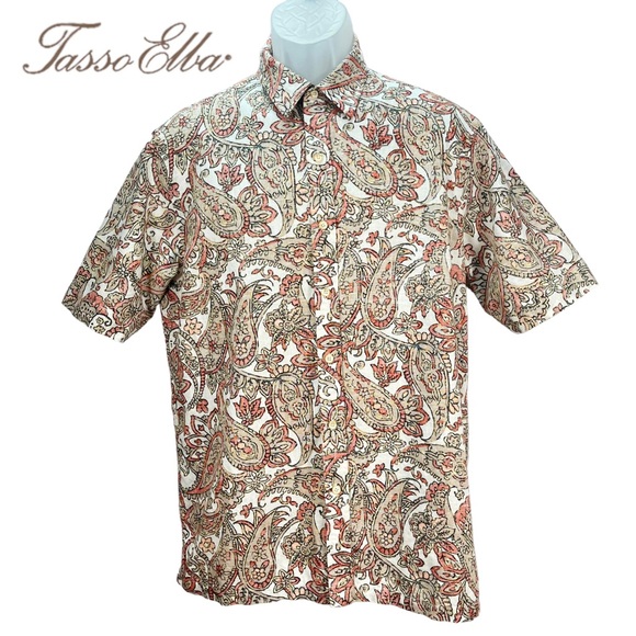 Tasso Elba Other - Tasso Elba Island Men’s Medium Paisley Print Short Sleeve Buttons Up Shirt